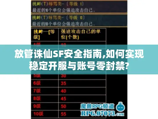 放管诛仙SF安全指南,如何实现稳定开服与账号零封禁? 放管诛仙SF安全指南,如何实现稳定开服与账号零封禁?
