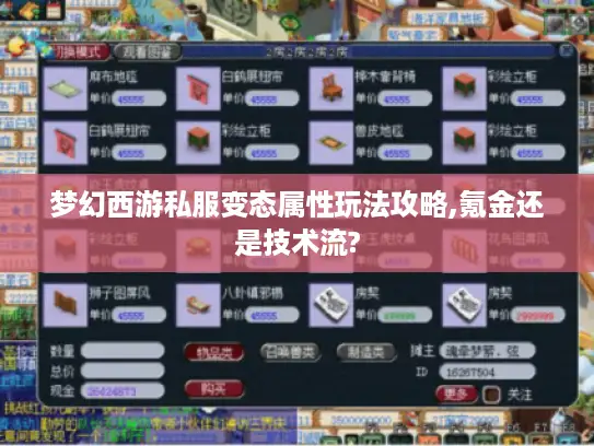 梦幻西游私服变态属性玩法攻略,氪金还是技术流?