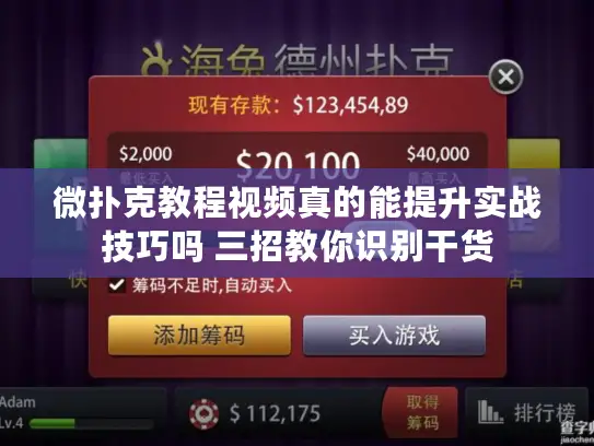 微扑克教程视频真的能提升实战技巧吗 三招教你识别干货