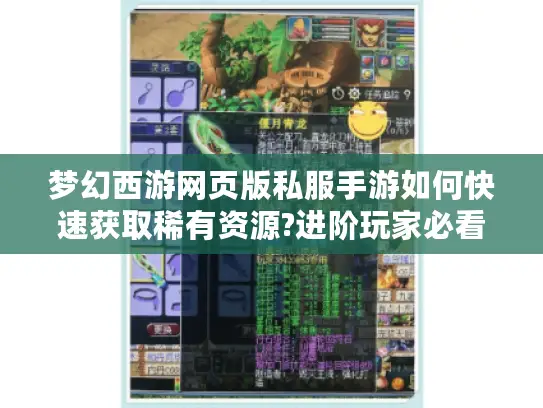 梦幻西游网页版私服手游如何快速获取稀有资源?进阶玩家必看攻略
