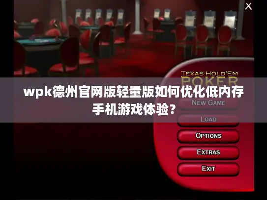 wpk德州官网版轻量版如何优化低内存手机游戏体验？
