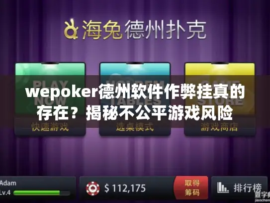wepoker德州软件作弊挂真的存在？揭秘不公平游戏风险