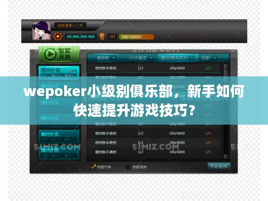 wepoker小级别俱乐部，新手如何快速提升游戏技巧？