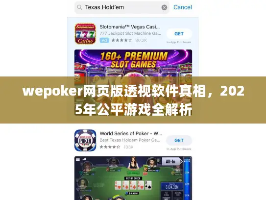 wepoker网页版透视软件真相，2025年公平游戏全解析