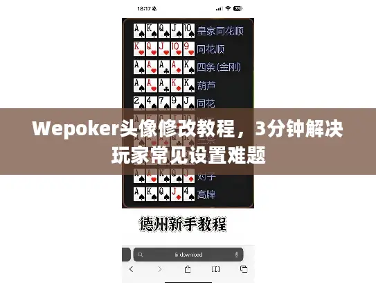 Wepoker头像修改教程,3分钟解决玩家常见设置难题 Wepoker头像修改教程,3分钟解决玩家常见设置难题