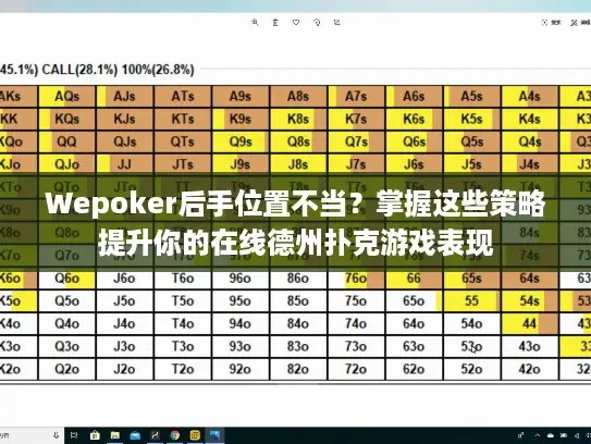 Wepoker后手位置不当？掌握这些策略提升你的在线德州扑克游戏表现