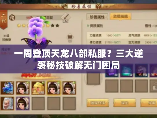 一周登顶天龙八部私服?三大逆袭秘技破解无门困局 一周登顶天龙八部私服?三大逆袭秘技破解无门困局