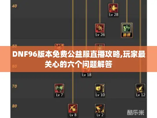 DNF96版本免费公益服直播攻略,玩家最关心的六个问题解答