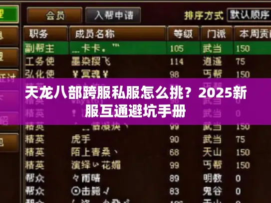 天龙八部跨服私服怎么挑？2025新服互通避坑手册