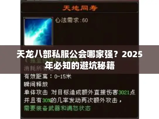 天龙八部私服公会哪家强？2025年必知的避坑秘籍