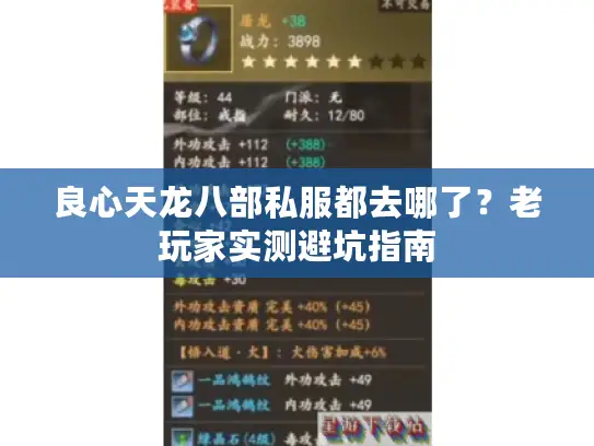 良心天龙八部私服都去哪了？老玩家实测避坑指南