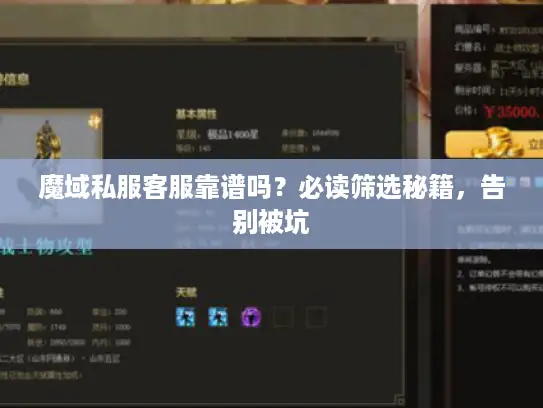 魔域私服客服靠谱吗？必读筛选秘籍，告别被坑