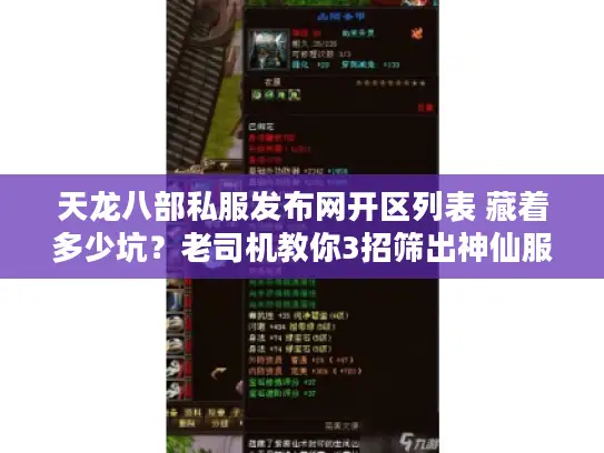 天龙八部私服发布网开区列表 藏着多少坑？老司机教你3招筛出神仙服